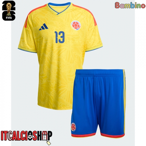 Colombia Yerry Mina #13 Prima Maglia Bambino Mondiali 2026 Manica Corta (+ Pantaloni corti)